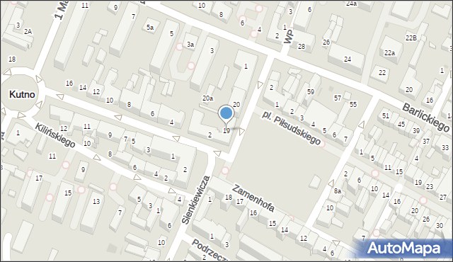 Kutno, Plac Piłsudskiego Józefa, marsz., 19, mapa Kutno