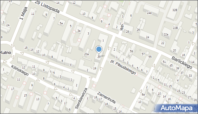 Kutno, Plac Piłsudskiego Józefa, marsz., 20, mapa Kutno