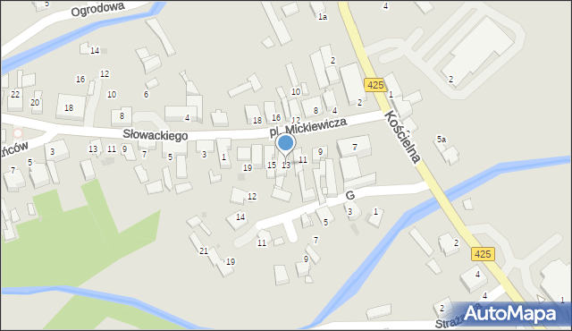 Kuźnia Raciborska, Plac Mickiewicza Adama, 13, mapa Kuźnia Raciborska