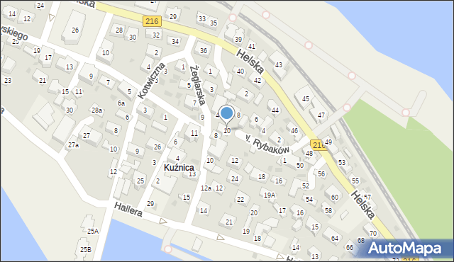 Kuźnica, Plac Rybaków, 10, mapa Kuźnica