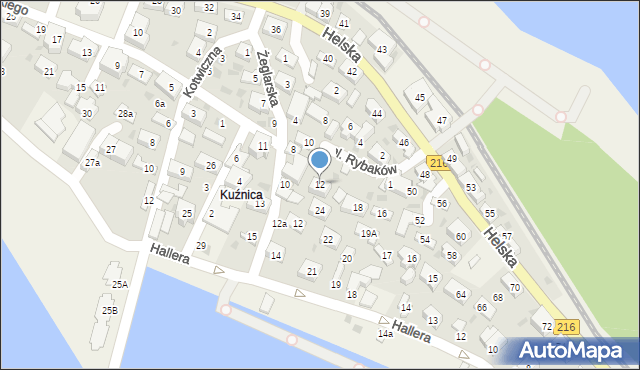 Kuźnica, Plac Rybaków, 12, mapa Kuźnica