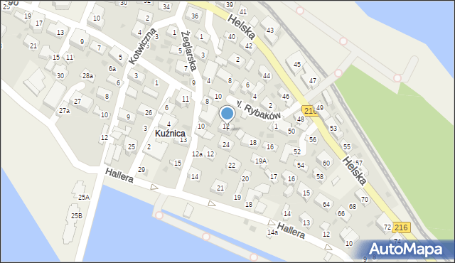 Kuźnica, Plac Rybaków, 14, mapa Kuźnica