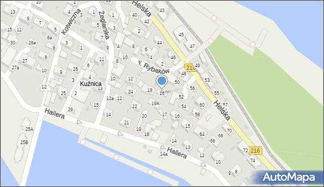 Kuźnica, Plac Rybaków, 16, mapa Kuźnica