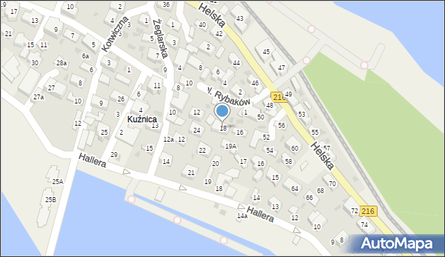 Kuźnica, Plac Rybaków, 18, mapa Kuźnica