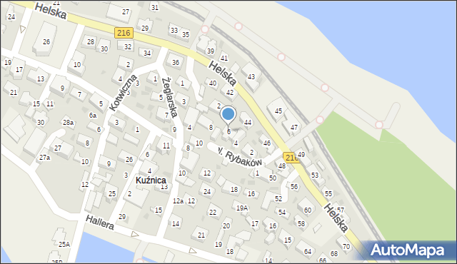 Kuźnica, Plac Rybaków, 6, mapa Kuźnica