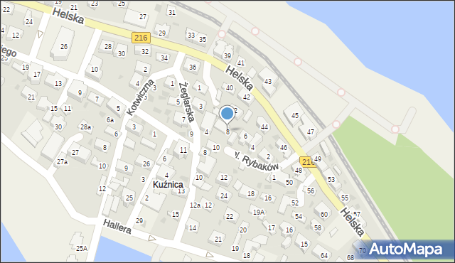 Kuźnica, Plac Rybaków, 8, mapa Kuźnica