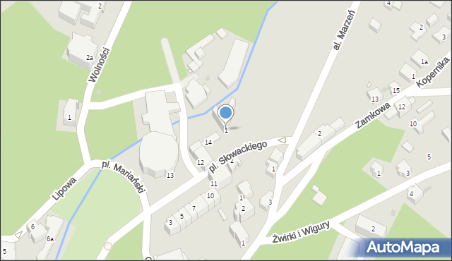 Lądek-Zdrój, Plac Słowackiego Juliusza, 1, mapa Lądek-Zdrój