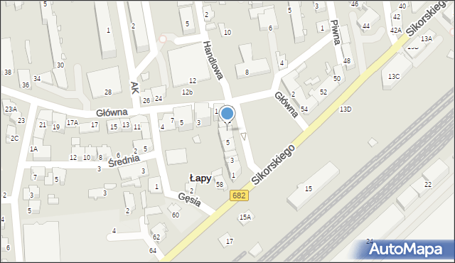 Łapy, Plac Niepodległości, 6, mapa Łapy