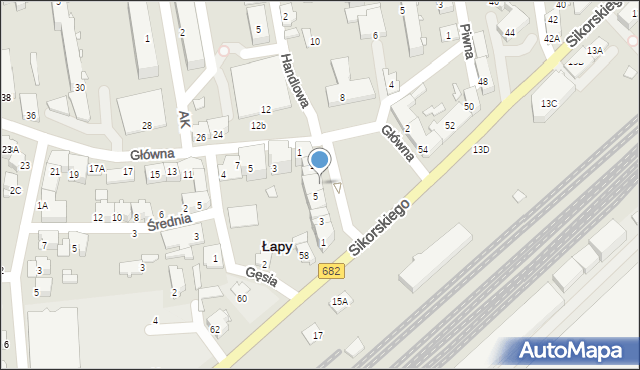 Łapy, Plac Niepodległości, 7, mapa Łapy