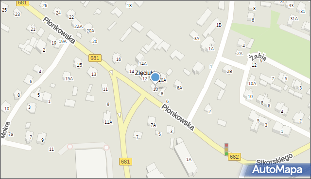 Łapy, Płonkowska, 10, mapa Łapy
