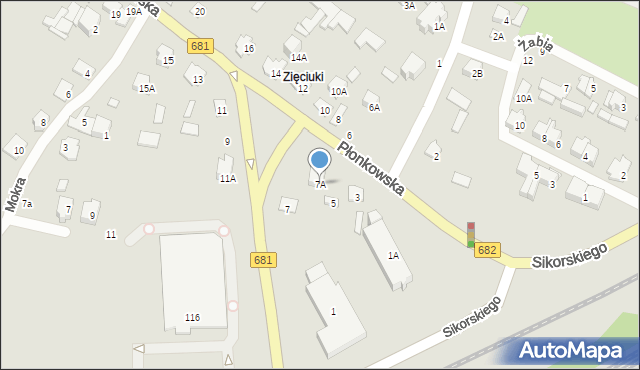 Łapy, Płonkowska, 7A, mapa Łapy