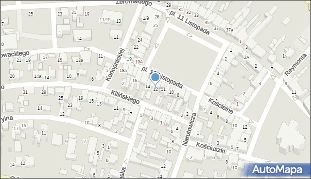 Łask, Plac 11 Listopada, 12, mapa Łask