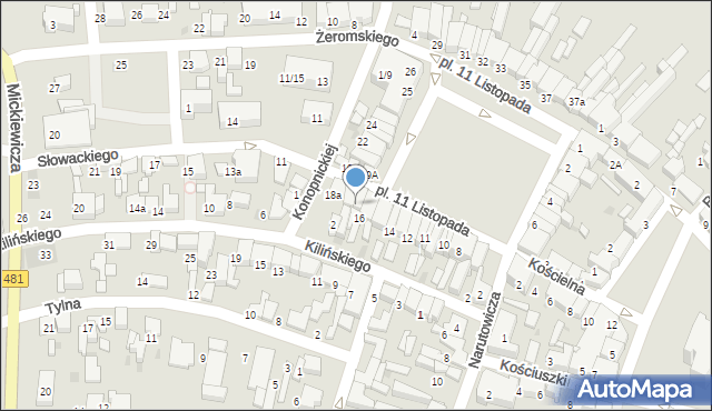 Łask, Plac 11 Listopada, 17, mapa Łask