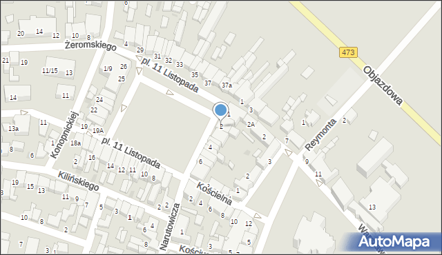 Łask, Plac 11 Listopada, 2, mapa Łask