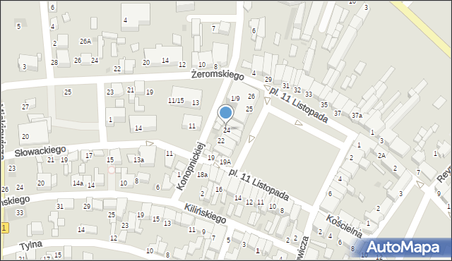 Łask, Plac 11 Listopada, 24, mapa Łask