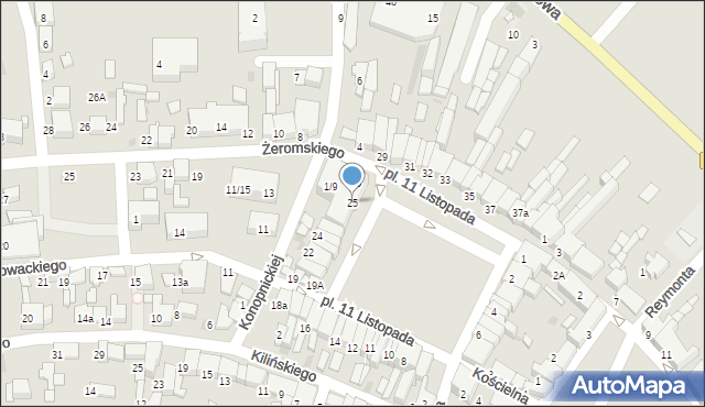 Łask, Plac 11 Listopada, 25, mapa Łask