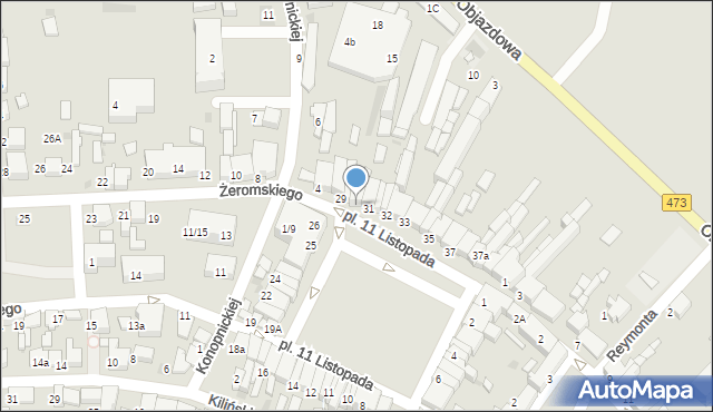 Łask, Plac 11 Listopada, 30, mapa Łask