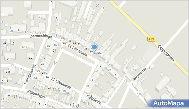 Łask, Plac 11 Listopada, 38a, mapa Łask