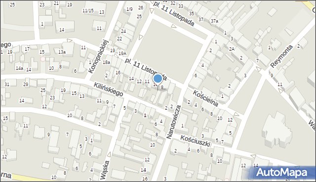 Łask, Plac 11 Listopada, 9, mapa Łask