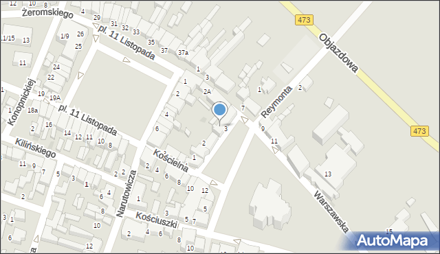 Łask, Plac Dąbrowskiego Jarosława, gen., 3/4, mapa Łask