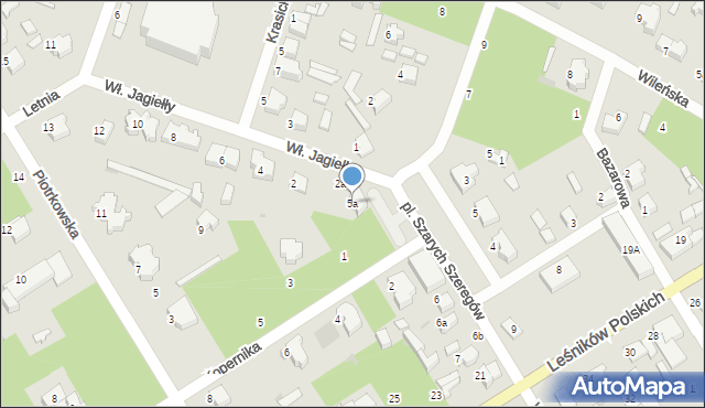 Łask, Plac Szarych Szeregów, 5a, mapa Łask