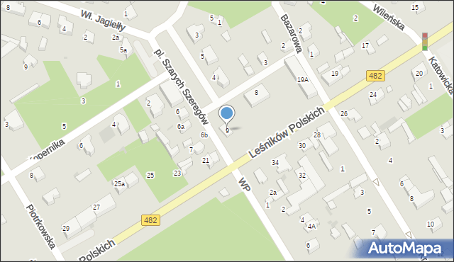 Łask, Plac Szarych Szeregów, 9, mapa Łask
