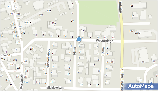 Łeba, Plater Emilii, 1, mapa Łeba