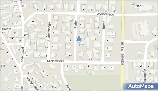 Łeba, Plater Emilii, 9, mapa Łeba