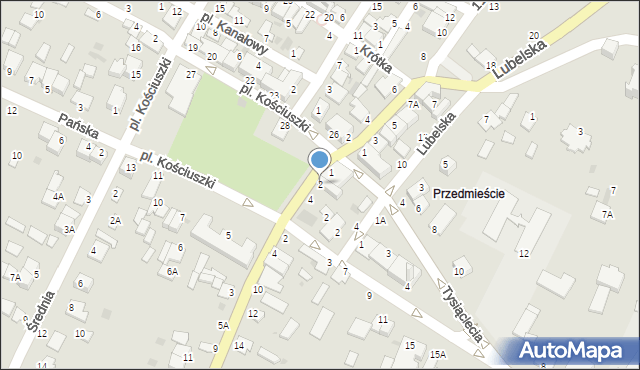 Łęczna, Plac Kościuszki Tadeusza, gen., 2, mapa Łęczna