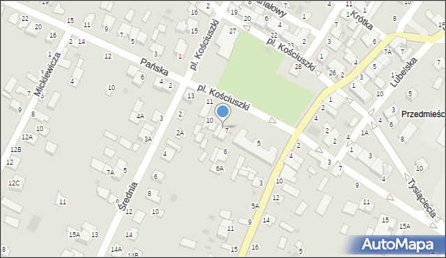 Łęczna, Plac Kościuszki Tadeusza, gen., 8, mapa Łęczna