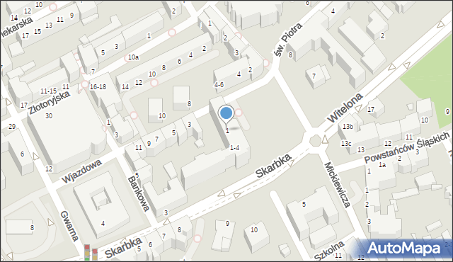 Legnica, Plac Słowiański, 1, mapa Legnicy