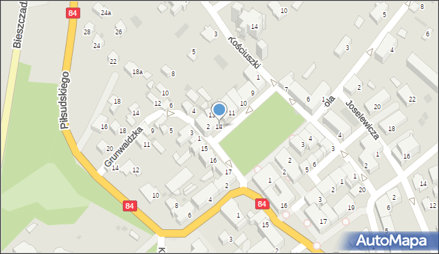 Lesko, Plac Konstytucji 3 Maja, 14, mapa Lesko
