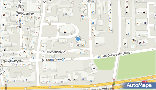 Leszno, Plac Komeńskiego Jana Amosa, 3a, mapa Leszno