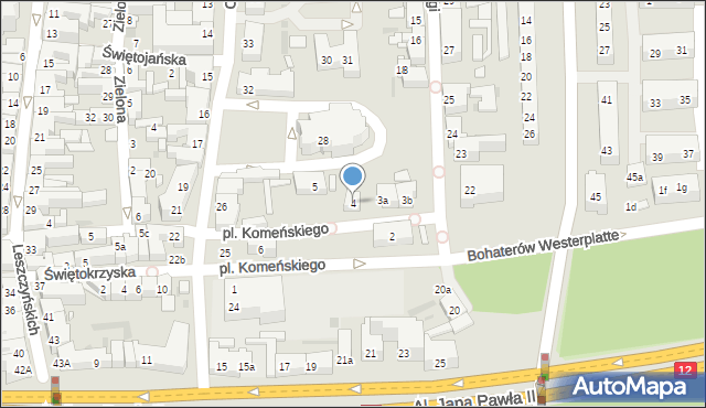 Leszno, Plac Komeńskiego Jana Amosa, 4, mapa Leszno