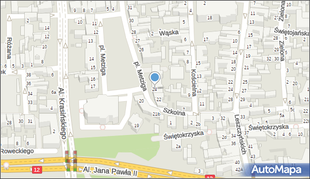 Leszno, Plac Metziga Jana, 24, mapa Leszno