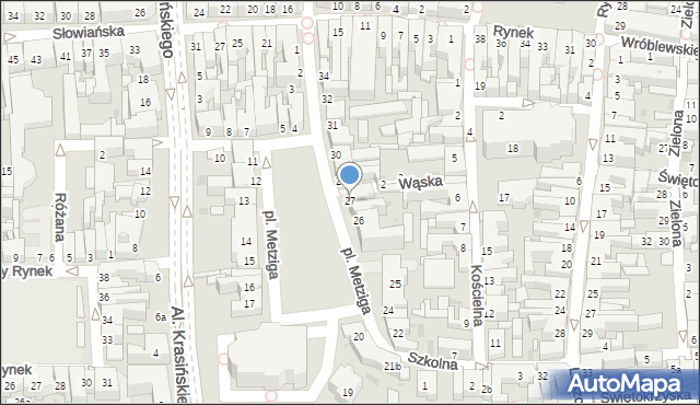 Leszno, Plac Metziga Jana, 27, mapa Leszno