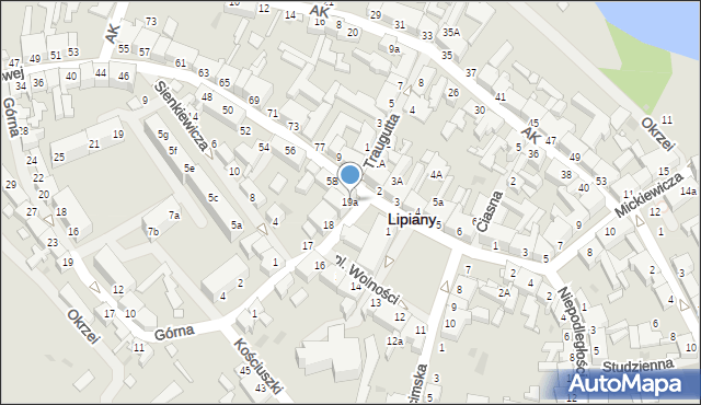 Lipiany, Plac Wolności, 19a, mapa Lipiany