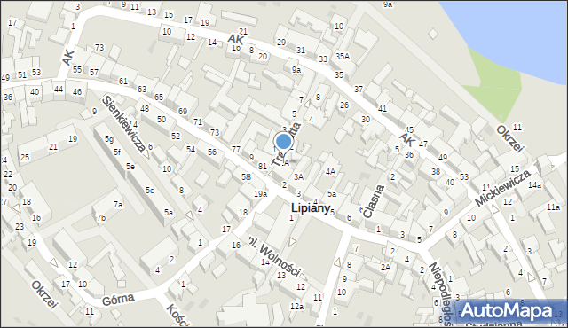 Lipiany, Plac Wolności, 2A, mapa Lipiany