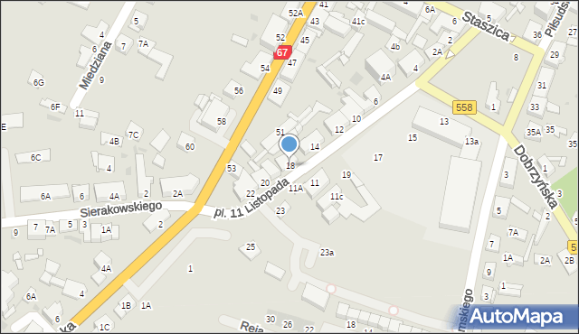 Lipno, Plac 11 Listopada, 18, mapa Lipno