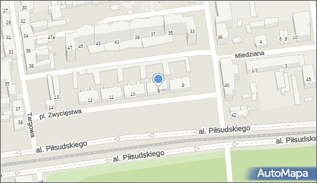 Łódź, Plac Zwycięstwa, 9, mapa Łodzi