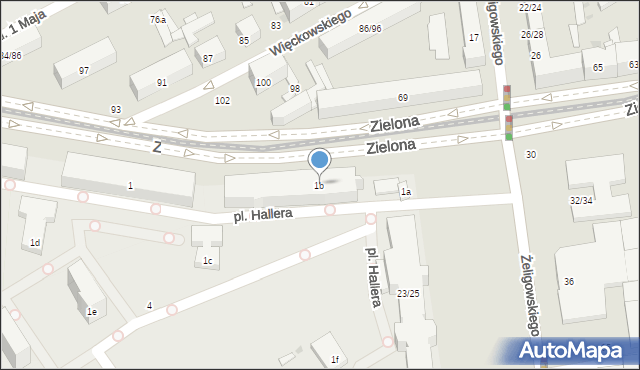 Łódź, Plac Hallera Józefa, gen., 1b, mapa Łodzi