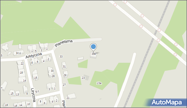 Łódź, Planetarna, 33b, mapa Łodzi