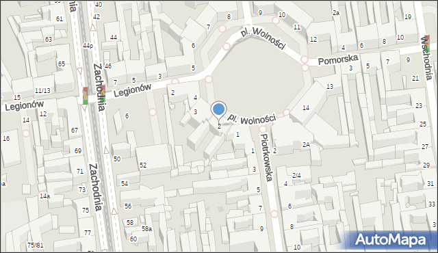 Łódź, Plac Wolności, 2, mapa Łodzi