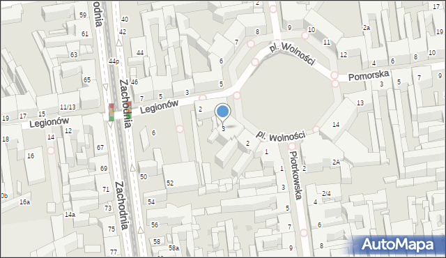 Łódź, Plac Wolności, 3, mapa Łodzi