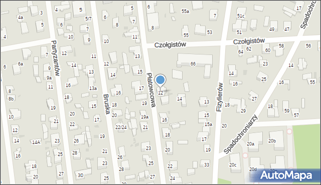 Łódź, Płatowcowa, 12, mapa Łodzi