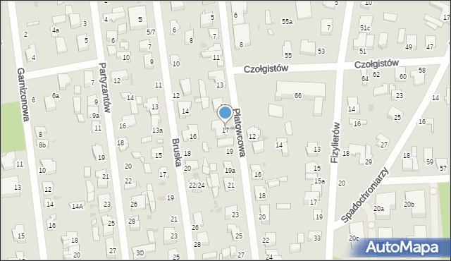 Łódź, Płatowcowa, 17, mapa Łodzi