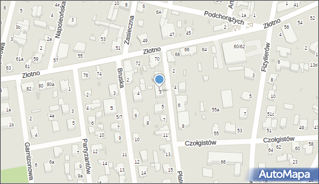 Łódź, Płatowcowa, 3, mapa Łodzi