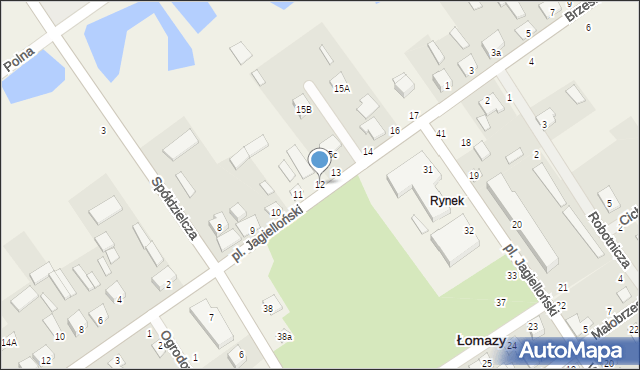 Łomazy, Plac Jagielloński, 12, mapa Łomazy