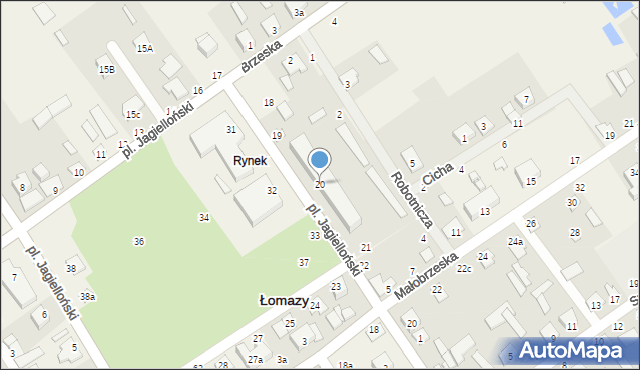 Łomazy, Plac Jagielloński, 20, mapa Łomazy
