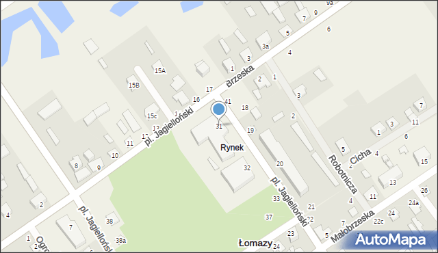 Łomazy, Plac Jagielloński, 31, mapa Łomazy